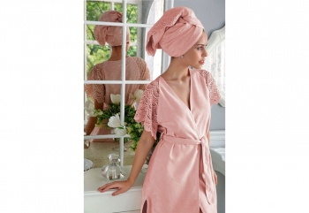 Халат женский + полотенце SANTROPEZ розовый
